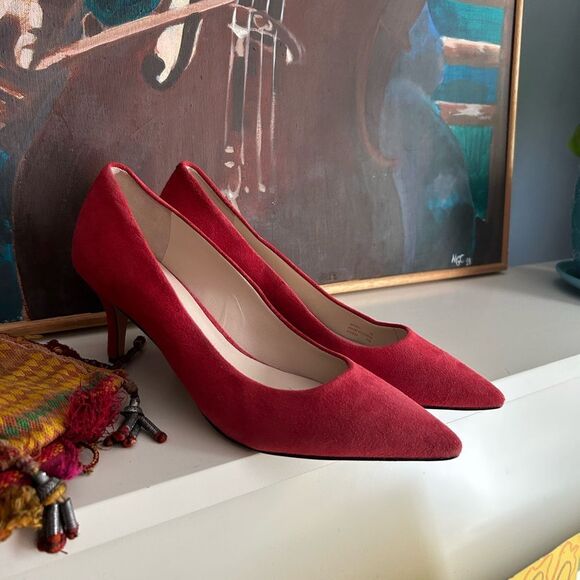 Cole Haan Red Suede Heels 7B - Picture 15 of 16